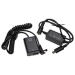 vhbw Alimentation USB compatible avec Sony Alpha NEX-5K, NEX-5N appareil photo, caméra vidéo - Coupleur DC - 2m, câble spiralé