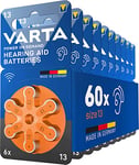 VARTA Piles auditives type 13, orange, lot de 60, Power on Demand batteries pour Amplificateur Appareil Auditif, pour Aide Auditive, Made in Germany [Exclusif sur Amazon]