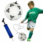 Football Skills Training Set Practise Keep Ups Size 5 Ball On Elastic.& Pump