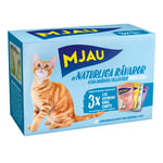 Ekonomipack: Mjau Cat Pouch 48 x 85 g - Mixpack Fisk- & köttmeny i gelé (4 sorter)