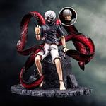 HSPHFX Model Tokyo Ghoul - Ken Kaneki Centipede Awakens Doll Ornaments Static Stone Base Scene Action Figure Toy Domineering White-haired One-eyed Double Head Exchange Expression Statues