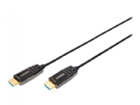 DIGITUS - HDMI-kabel med Ethernet - HDMI plugg til HDMI plugg - 15 m - skjermet hybrid kobber/fiber-optikk - svart - Active Optical Cable (AOC), støtte for 8K UHD (7680 x 4320)