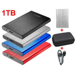 Disque Dur Externe HDD 2.5" USB 3.0 SATA Portable Stockage 1TB 1To Argent Métal avec Sac Étui de Protection