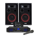 XR 8" Party Speakers and Amplifier, DJ Mixer & Mic FPL700 MP3 Bluetooth System