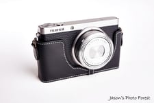 Genuine real Leather Half Camera Case Camera bag for Fujifilm XF1 FUJI XF1 Black