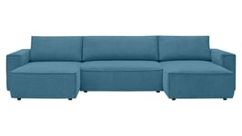 Canapé d'angle réversible convertible 5 places BOBOCHIC NIHAD coloris bleu