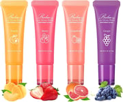 4Pcs Lip Balm Gift Set, Plumping Lip Glow Oil, Fruit-Flavored Moisturizing Lip G