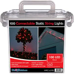 WeRChristmas Connectable Static LED String Lights with 2 Pin Male and Female Connector, 10 m - 100-LED, Red