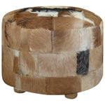 Pouf Cuir Véritable Rond Repose-Pied Tabouret de Salon Siège Couloir vidaXL