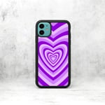 Groovy Hearts Pattern Rubber Phone Case/Cover Compatible with iPhone 12 mini Purple