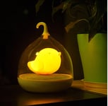 Söt fågel LED-lykta i Totoro-stil, uppladdningsbar, vibrationsensor - Gul