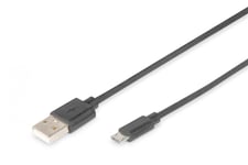 USB connection cable, type  A - micro B M/M, 1.0m, USB 2.0 compatible, bl