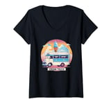 Womens Colorful Ice Cream Truck Costume with vibrant colors V-Neck T-Shirt