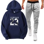 ZGRW Ensemble de survêtement pour homme Jordan 23# - Uniforme de basket-ball - Pantalon de jogging à capuche - Pantalon de sport pour homme et femme - Bleu denim - XL