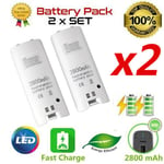 2pcs 2800mAh Battery Pack For Nintendo Wii Remote Controller White Rechargeable
