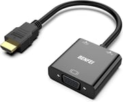 Adaptateur HDMI vers VGA avec Audio 3,5 mm, Compatible pour Ordinateur, Bureau, Ordinateur Portable, PC, Moniteur, projecteur, HDTV, Raspberry Pi, Roku, Xbox, PS4, Mac Mini, plaqué Or
