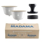 Madama - Refillable Dolce Gusto Coffee Capsules, Reusable and Compatible. Stainless Steel and Food-Grade Silicone. Pack of 2 Pods