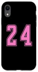 Coque pour iPhone XR Rose Numéro 24 Équipe Junior Sports Uniforme Numéroté