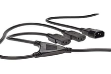 DIGITUS Rallonge pour câble d'alimentation - 1.7 m - C14 sur 2X C13 - mâle/Femelle/mâle - H05VV-F3G - 1.0 mm² & 0.75 mm². AK-440400-017-S Noir