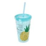 Lunji Portable Fruit Printing Simple Design Water Cup with Straw, Large Capacity Bottle Female Personality Girl Style Beverage Utensil, Multi-Purpose Household Beverage
