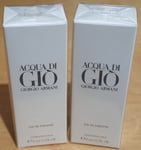 x2 Giorgio Armani - Acqua Di Gio Eau De Toilette 15ml Travel Spray For Men New