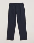 Samsøe Samsøe Bertil Cotton/Linen Drawstring Trousers Salute Navy