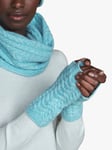 Pure Collection Cable Knit Cashmere Fingerless Gloves, Duck Eggtwist