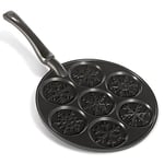 Nordic Ware Falling Snowflakes Pancake Pan, Cast-Aluminium Pancake Frying Pan, Pancake Pan for 7 Pancakes, Mini Pancake Maker - Black