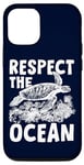 Coque pour iPhone 12/12 Pro Respect The Ocean Sea Turtle Surfer Plongée Fleurs