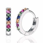 925 Sterling Silver Små Creolörhängen för Kvinnor Flickor 8mm Cubic Zirconia Huggieörhängen Hypoallergena Broskörhängen