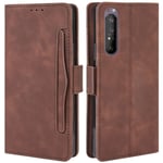 HualuBro Sony Xperia 1 II Case, Magnetic Full Body Protection Shockproof Flip Leather Wallet Case Cover with Card Slot Holder for Sony Xperia 1 II Phone Case (Brown)