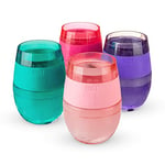 Host Freeze Cooling Cup, Double Wall Insulated Freezer Chilling Tumbler with Gel, Glasses for Red and White Wine, 8.5 oz (250ml), Set of 4, Assorted Translucent Colours