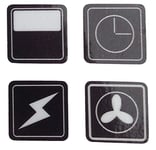 Cooker Oven Stove Range Hob Stickers Symbols Replacement Labels Knob Decals | White on Black Background Set of 4