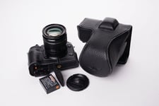 Genuine Real Leather Full Camera Case Bag Cover for FUJIFILM XT3 XT2 Black Open