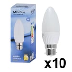 10 Pack B22 White Thermal Plastic Candle LED 4W Warm White 3000K 400lm Light Bulb