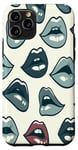 Coque pour iPhone 11 Pro Green Lips Kisses Kiss Marks pour femme et fille Motif rouge à lèvres