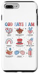 Coque pour iPhone 7 Plus/8 Plus Dieu dit que je suis le 4 juillet Inspiration Words Retro