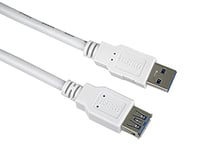 PremiumCord Rallonge USB 3.0, Câble de Données SuperSpeed Jusqu'à 5 Gbit/S, Câble de Charge, USB 3.0 Type A Femelle vers Mâle, 9 Broches, 3 Blindages, Couleur Blanc, Longueur 2 m
