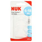 NUK Baby First Choice Latex Teat Size 2 Medium Hole For 6 - 18months (Pack of 2)