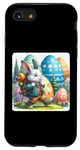 Coque pour iPhone SE (2020) / 7 / 8 Lapin Hikes Among Giant Easter Orbs Sac à dos aventurier