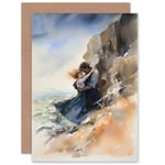 Coastal Cliff Couple Anniversary Valentines Day Love Blank Greeting Card