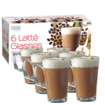 Livingshire Latte Glasses Tea Coffee Cappuccino Hot Drink Large Mug Tall Cups High Temperature Resistant and Compatible with Tassimo & Dolce Gusto (240ml Latte Glass)