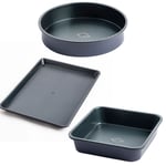 Blue Diamond Cake Tin Set Ceramic Non-Stick Baking Trays Brownie Pan (Open Box)