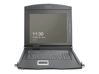 Digitus - Kvm-Konsol Med Omkopplare För Tangentbord/Video/Mus - 8 Portar - Usb - Us - 19" - Kan Monteras I Rack - 1920 X 1080 Full Hd (1080P) @ 60 Hz - Ahva - 1000:1 - Vga - Svart, Ral 9005 - 1U