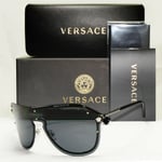 Authentic Versace Mens Unisex Shield Visor Black Silver Sunglasses 2180 1000/87
