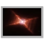 Hubble Space Telescope Image Dying Star HD 44179 Red Rectangle Nebula With Rungs Of Gas And Dust Forming Ladder Like Structures Reflecting Light Artwork Framed A3 Wall Art Print