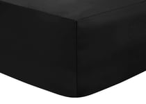 Extra Deep Super King Fitted Sheet Made with Poly cotton - Smooth, Durable and Easy-care super fitted bed sheet, with No Shrinkage - 40 cm /16-Inch- Fade Resistant Material (Black, Super King)
