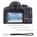 Screen Protector for Canon EOS 850D / Rebel T8i + Hand Lanyard [3+1 Pack] ，iDaPro Tempered Glass Easy Installation
