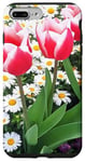 Coque pour iPhone 7 Plus/8 Plus Kelly Triumph Tulipes Marguerites Formes Mania Rouge et Blanc