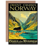 Travel Orient Cruises Norway Fjord Ship London Uk Greetings Card Plus Envelope Blank inside
